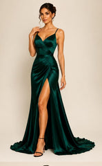 Emerald Luxe Satin Gown