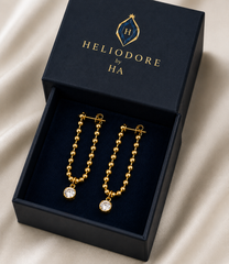Gold Beaded Crystal Drop Earrings