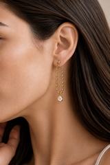 Gold Beaded Crystal Drop Earrings
