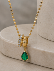 Emerald Crystal Charm Pendant Necklace