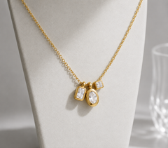 Trio Crystal Charm Necklace