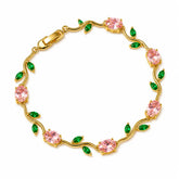 Tulip Crystal Vine Bracelet - Gold-Pink-Green