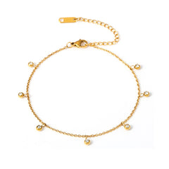 Celeste Dainty Crystal Drop Gold Anklet