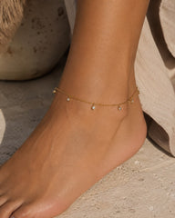 Celeste Dainty Crystal Drop Gold Anklet