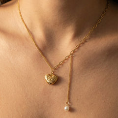 Auréa Heart & Pearl Gold Pendant Necklace