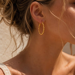 Aurum Beaded Gold Hoop Earrings