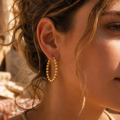 Aurum Beaded Gold Hoop Earrings