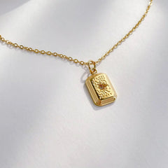 Celestial Sunburst Tag Necklace