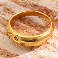 Celestial Moon & Star Crystal Ring