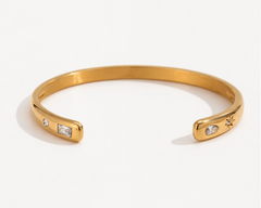 Celestial Dual Crystal Open Cuff Bracelet