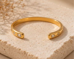Celestial Dual Crystal Open Cuff Bracelet
