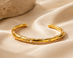 Celeste Pearl Crystal Open Cuff Bracelet