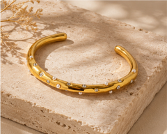 Celeste Pearl Crystal Open Cuff Bracelet