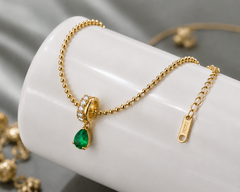 Emerald Drop Charm Bracelet
