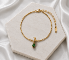 Emerald Drop Charm Bracelet