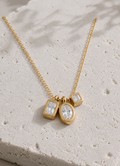Trio Crystal Charm Necklace
