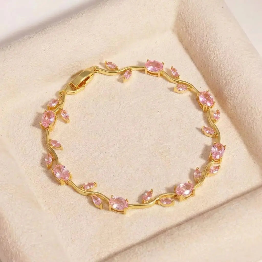 Tulip Crystal Vine Bracelet - Pink