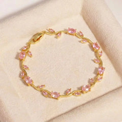 Tulip Crystal Vine Bracelet - Pink