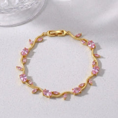 Tulip Crystal Vine Bracelet - Pink