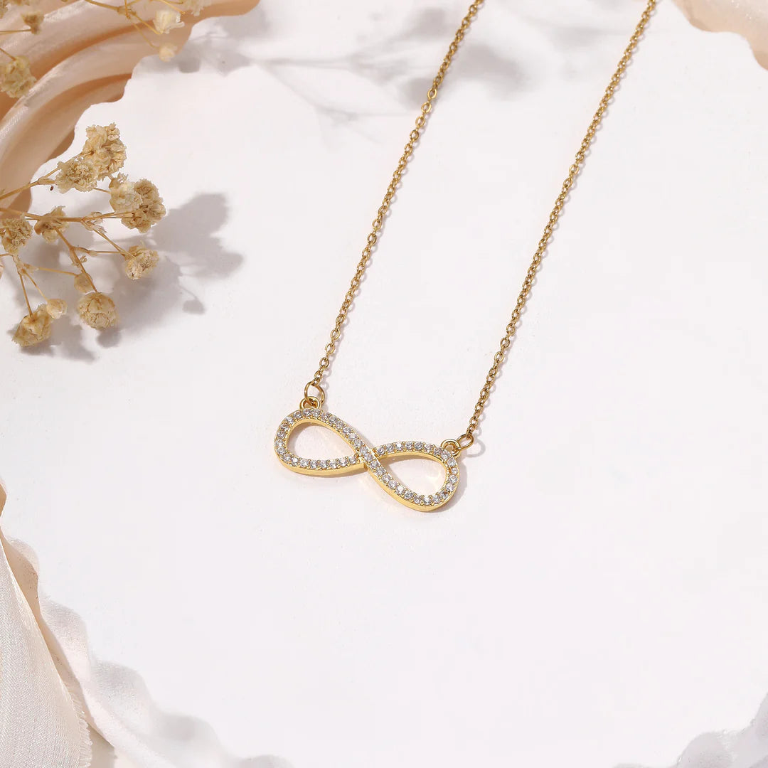 Infinity Love Golden Crystal Necklace