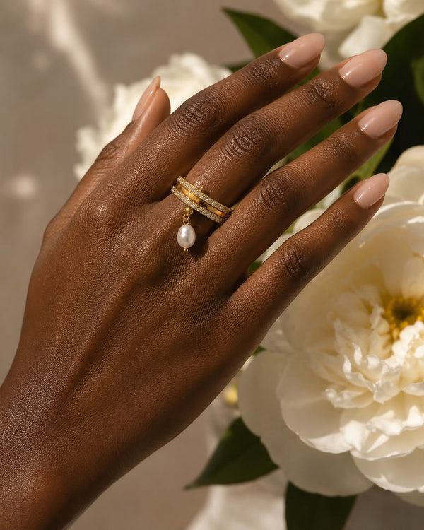 Pearl Drop Crystal Ring
