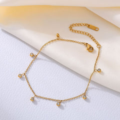 Celeste Dainty Crystal Drop Gold Anklet