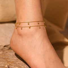 Celeste Dainty Crystal Drop Gold Anklet