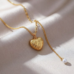 Auréa Heart & Pearl Gold Pendant Necklace