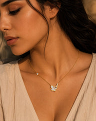 Luna Butterfly Mother of Pearl Gold Necklace
