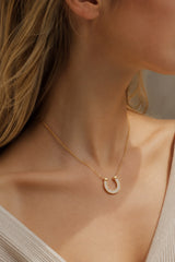Fortuna Crystal Horseshoe Gold Necklace