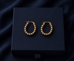 Aurum Beaded Gold Hoop Earrings