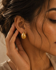 Luna Teardrop Gold Stud Earrings