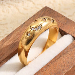 Celestial Moon & Star Crystal Ring