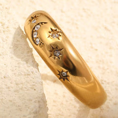 Celestial Moon & Star Crystal Ring
