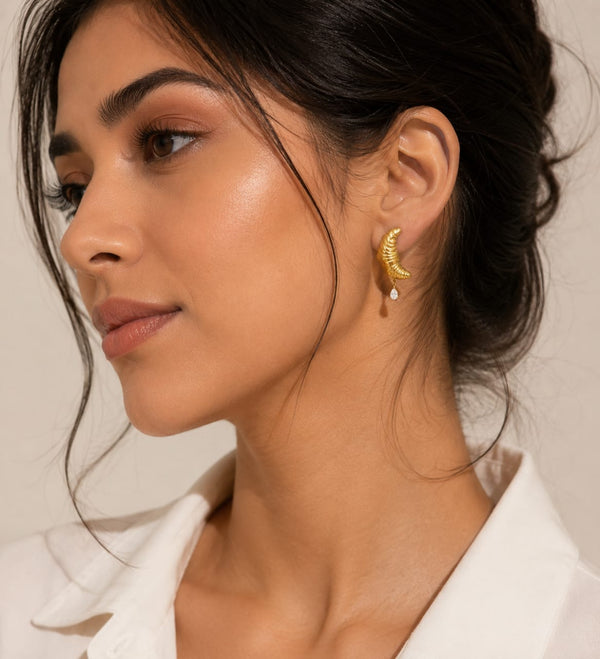 Croissant Tear Drop Earring
